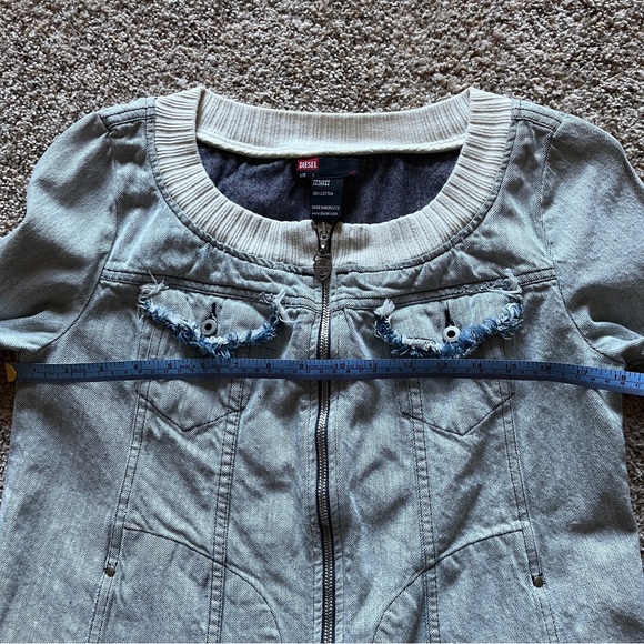 Diesel Acid Wash Denim Jacket w/ frayed hems size L - Picture 4 of 9